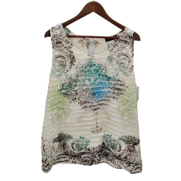 Janeric Tops - Janeric Womens Sleeveless Blouse Size XL Tiered Ruffle Tank Top Casual Career